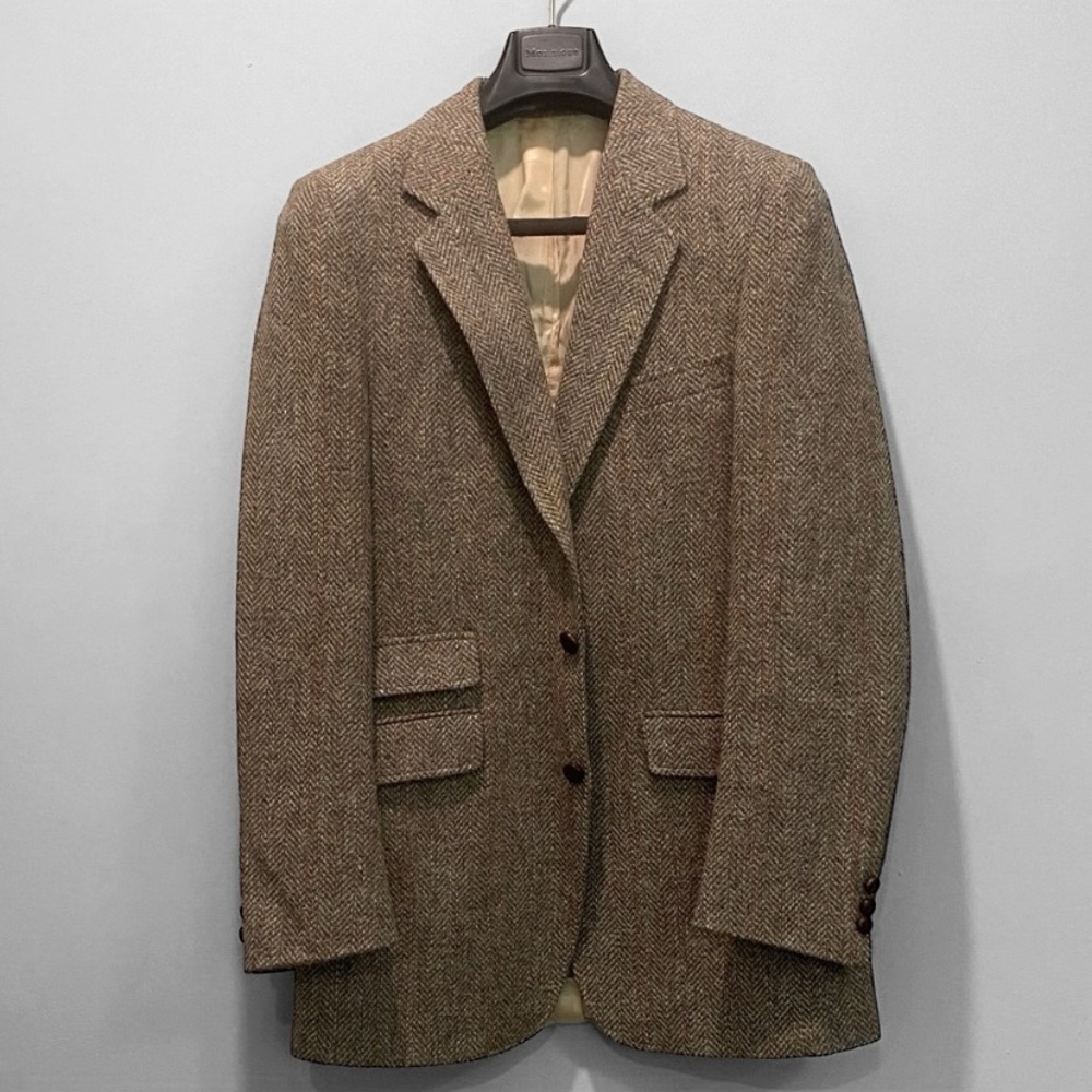 Vintage Wool Tweed Brown Herringbone Blazer Size Medium Boulvard Club